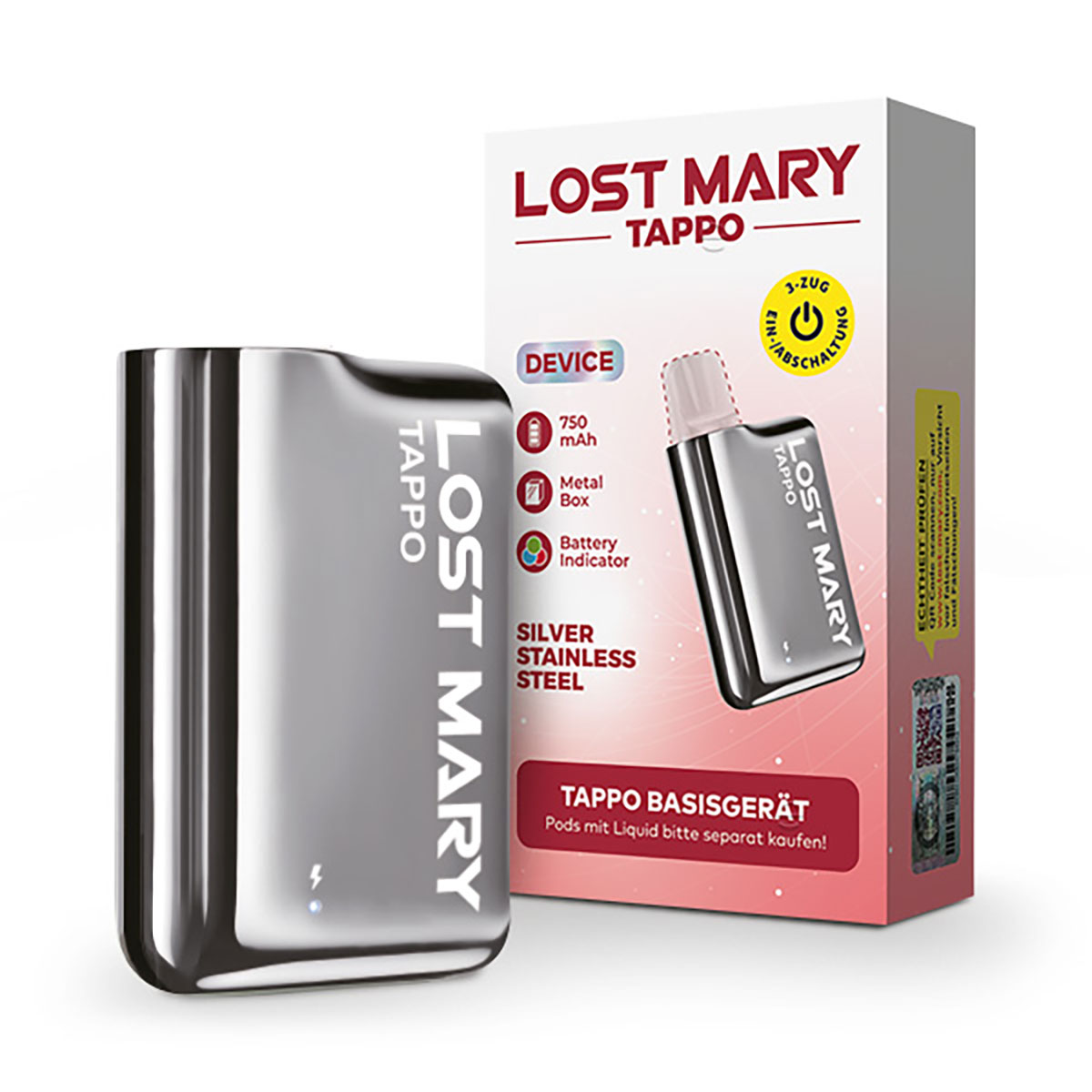 Lost Mary Tappo Silver Stainless Steal Device